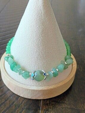 New Green Beaded Gemstone Bracelet - Unbranded